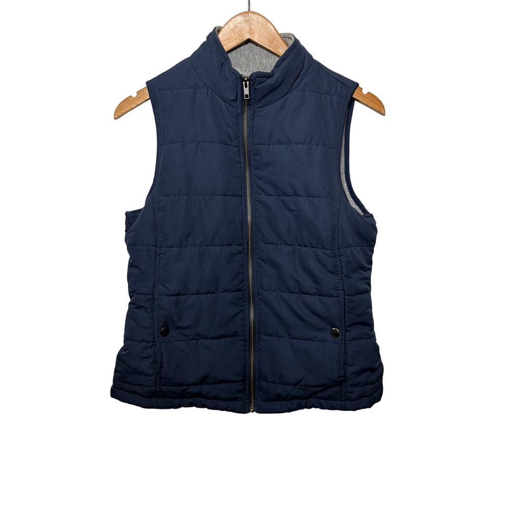 Natural Reflections Vest Navy Quilted Snap Puffer Cotton Lined Casual Outdoors S